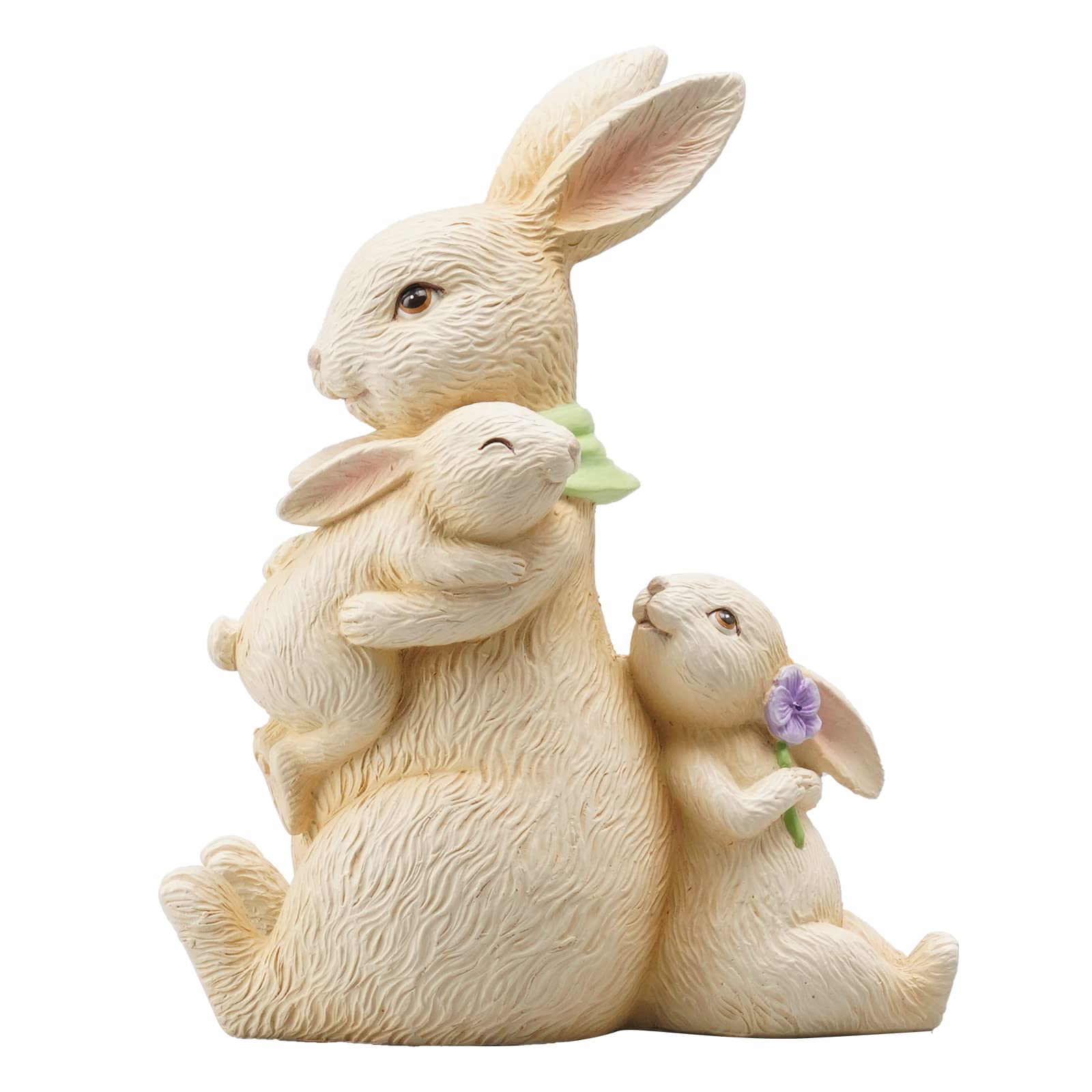 Photo 1 of ***MINOR DAMAGE*** Newman House Studio Easter Decorations Family Bunny Figurines Spring-Decor - Resin Sitting Bunny Mom with Kids Tabletop Decorations for Home Farmhouse 3.5 * 1.5 * 4.5 inch