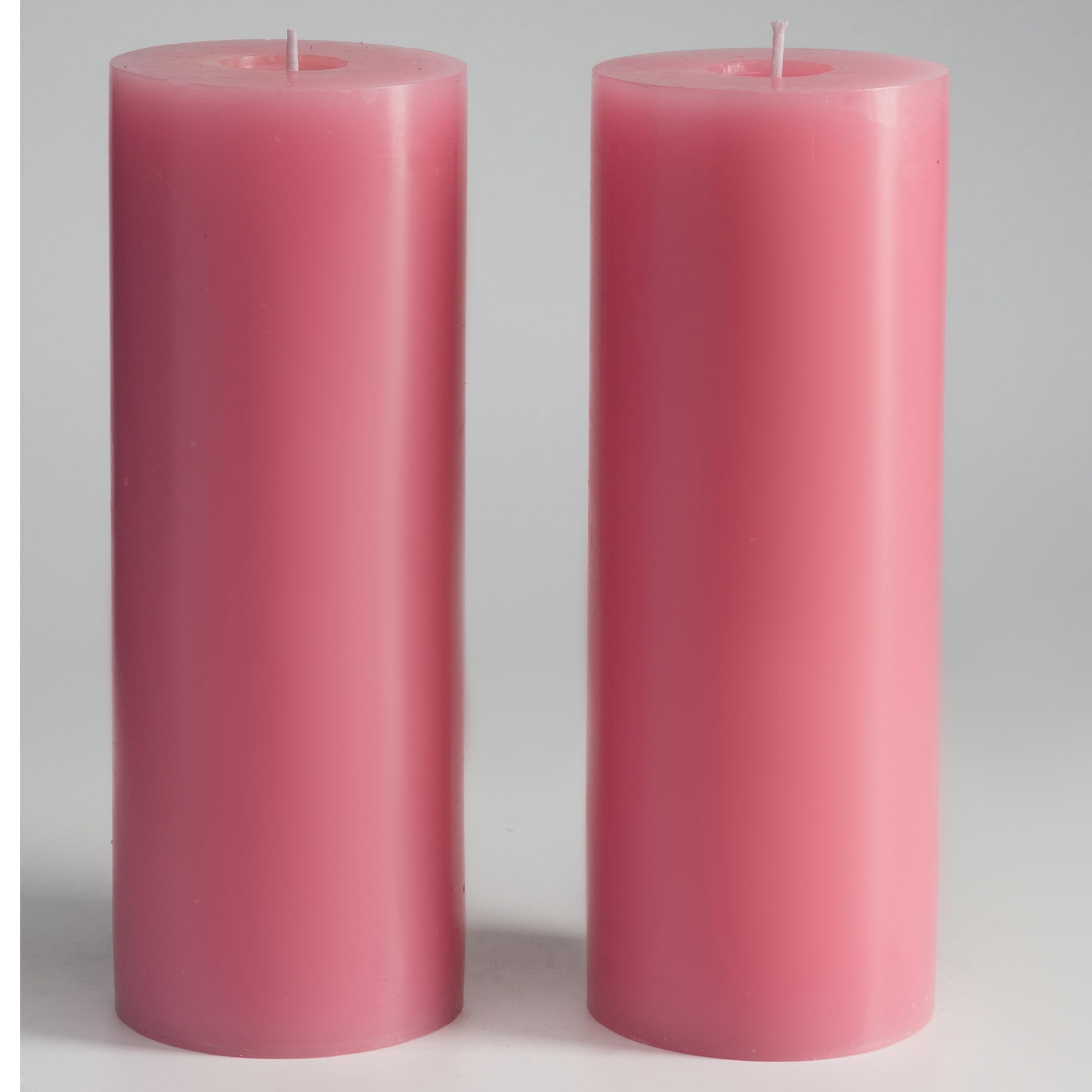 Memoward Pillar Candles Pink, Large Set of 2, Long Burning Time Approx. 100+ Hours, Clean Burning, Unperfumed, for Household, Celebrations and Catering Decoration, Dimensions 7.5 x 20 cm