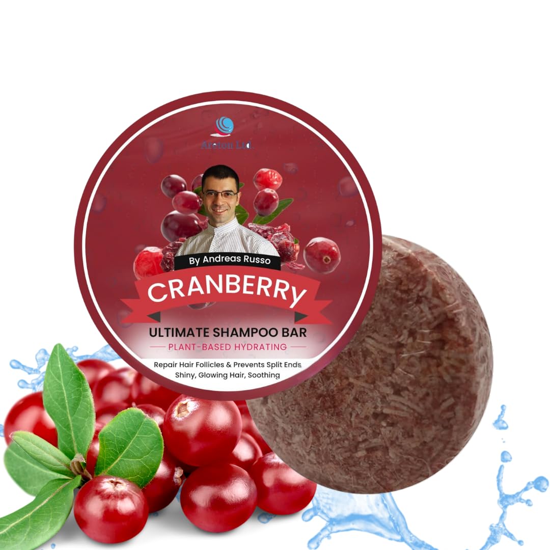 Areton HandMade Solid Shampoo Bar – Natural Shampoo Bar and conditioner For Dry Hair, Hair Nourishment, Prevents Spilt Ends With Plant Based Hydrating SLS Free Shampoo Bar (Cranberry) — image 1