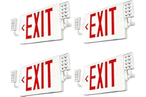 FREELICHT LED Exit Sign with Emergency Lights, Double Sided Adjustable LED Emergency Exit Lights with Battery Backup, Easy to Install, UL Certified, AC 120/277V, Pack of 4
