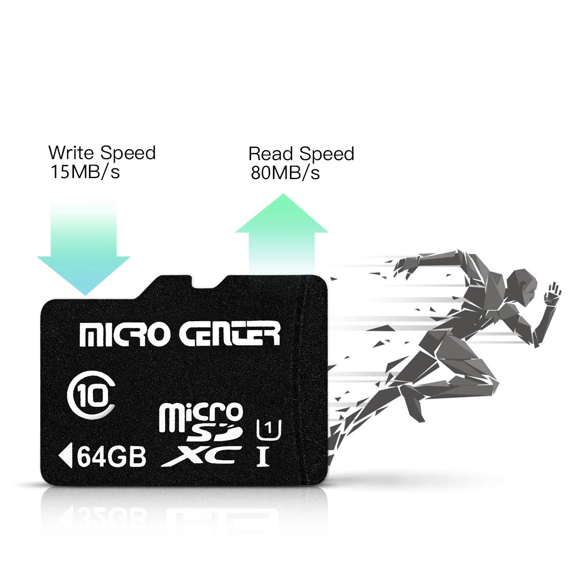 Micro Center 64GB Class 10 MicroSDXC Flash Memory Card with Adapter for