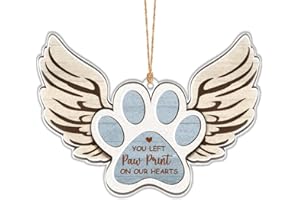 RABOWA Dog Gifts, Paw Holiday Designs Wood Holidays Deco Angel Accessories Xmas Heart Hanging Tags Paw Clear Acrylic Ornaments Wood, Paw Dog Memorial Heaven, Acrylic Ornaments