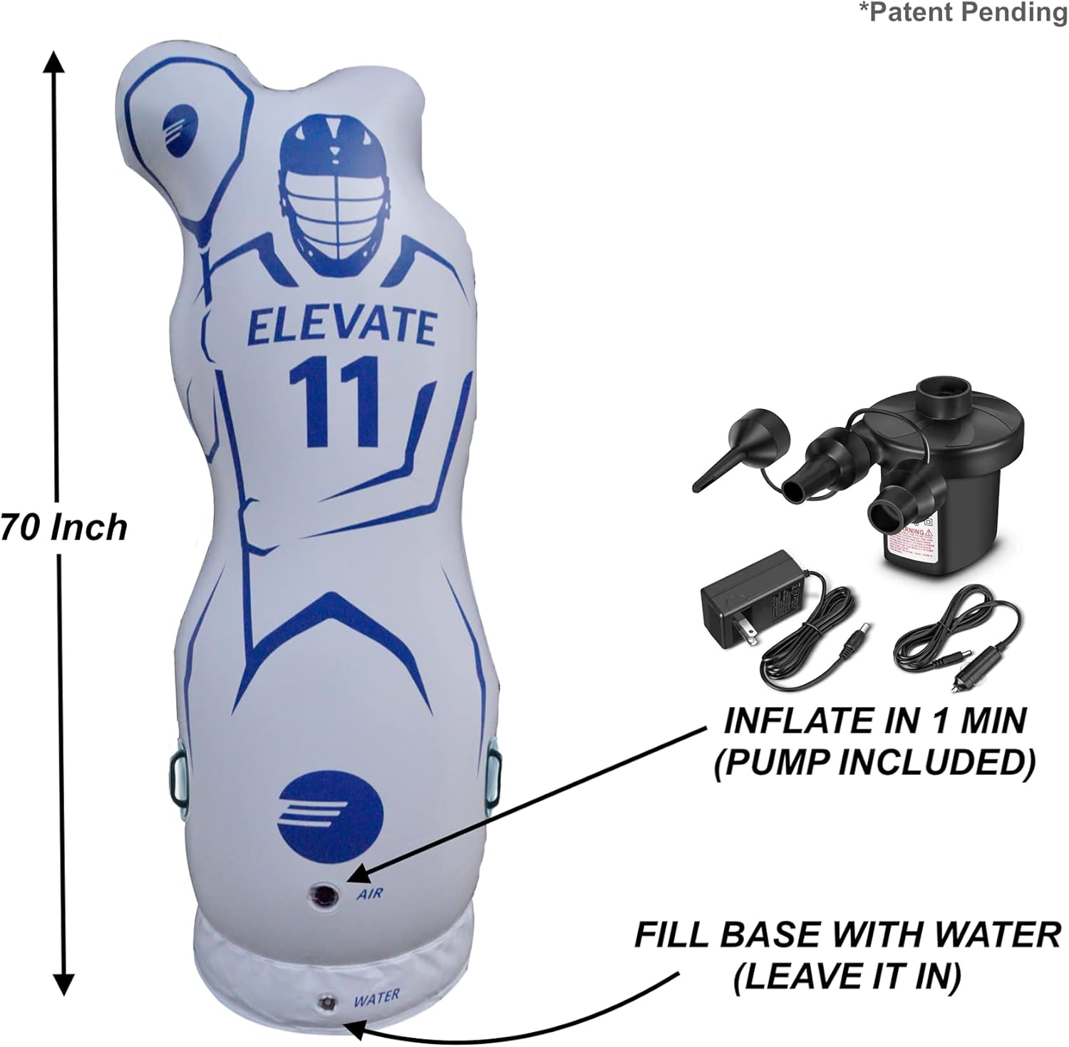 Elevate Inflatable Lacrosse Goalie Shot Blocker and Dodging Dummy - Dodge and Shoot with This New Lacrosse Goal Target Training Aid w/Pump for Boys and Girls Lax Training Equipment : Sports & Outdoors