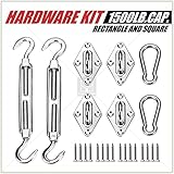 ColourTree 1500 LB Capacity Heavy Duty Sun Shade Sail Canopy Installation Complete Hardware Kit 24 PC - for Square and Rectangle Sun Shade Sail - 6 Inches, 316 Stainless Steel, Anti Rust