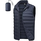 TBMPOY Men's Lightweight Packable Puffer Vest Sleeveless Puffy Outerwear Water-Resistant Bubble Jackets Work Casual Golf
