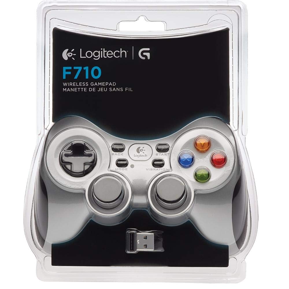 Logitech G F710 Wireless Gamepad, 2.4 GHz Wireless with USB Nano-Receiver, Controller Dual Vibration Feedback, 4 Switch D-Pad, PC - Grey/Black