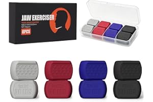 8 Pack Jaw Exerciser Set, 2 Pieces Per Level, Jaw Trainer with 4 Resistance Levels 30/40/50/60 lbs, BPA-Free Silicone Jawline