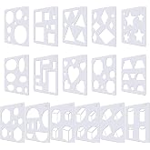 Outus 16 Pieces Kids Geometric Drawing Stencils 5.1 Inch Plastic Templates | Basic Square Shape Plastic Drawing Stencil Template, Geometry Shape Reusable DIY Painting for Kids Girls Boys Classroom Craft