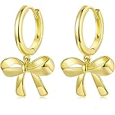 Bow Earrings for Women Lightweight Hypoallergenic Silver/Gold Bow Dangle Huggies Earrings for Women Trendy Jewellery Gift
