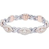 Silver Rose Gold Two Tone Color Micro Paved CZ Turkish Evil Eye Infintiy Cuban Chain Hip Hop Men Bracelet