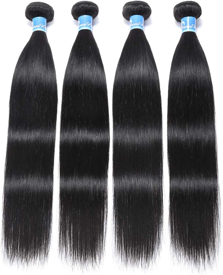 Panse Hair 10a Grade Peruvian Virgin Straight Hair Bundles 24 24 26 26 Inches Long Straight Human Hair Extensions 1b Black Color Can be Dyed And Styled Human Hair Weaving for Women