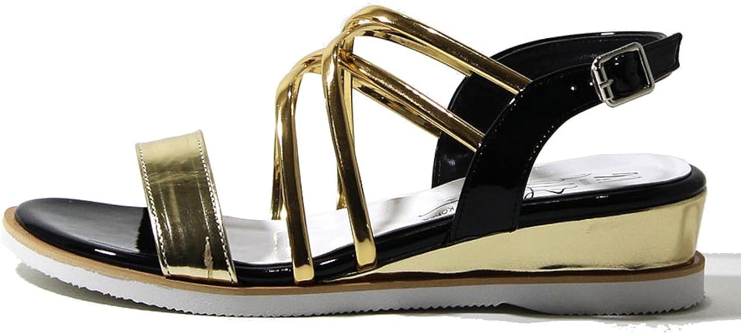 Amazon.com | Itemtrend Womens Gold Glitter Gladiator Strappy Wedge Sandals (7 B(M) US, Gold 