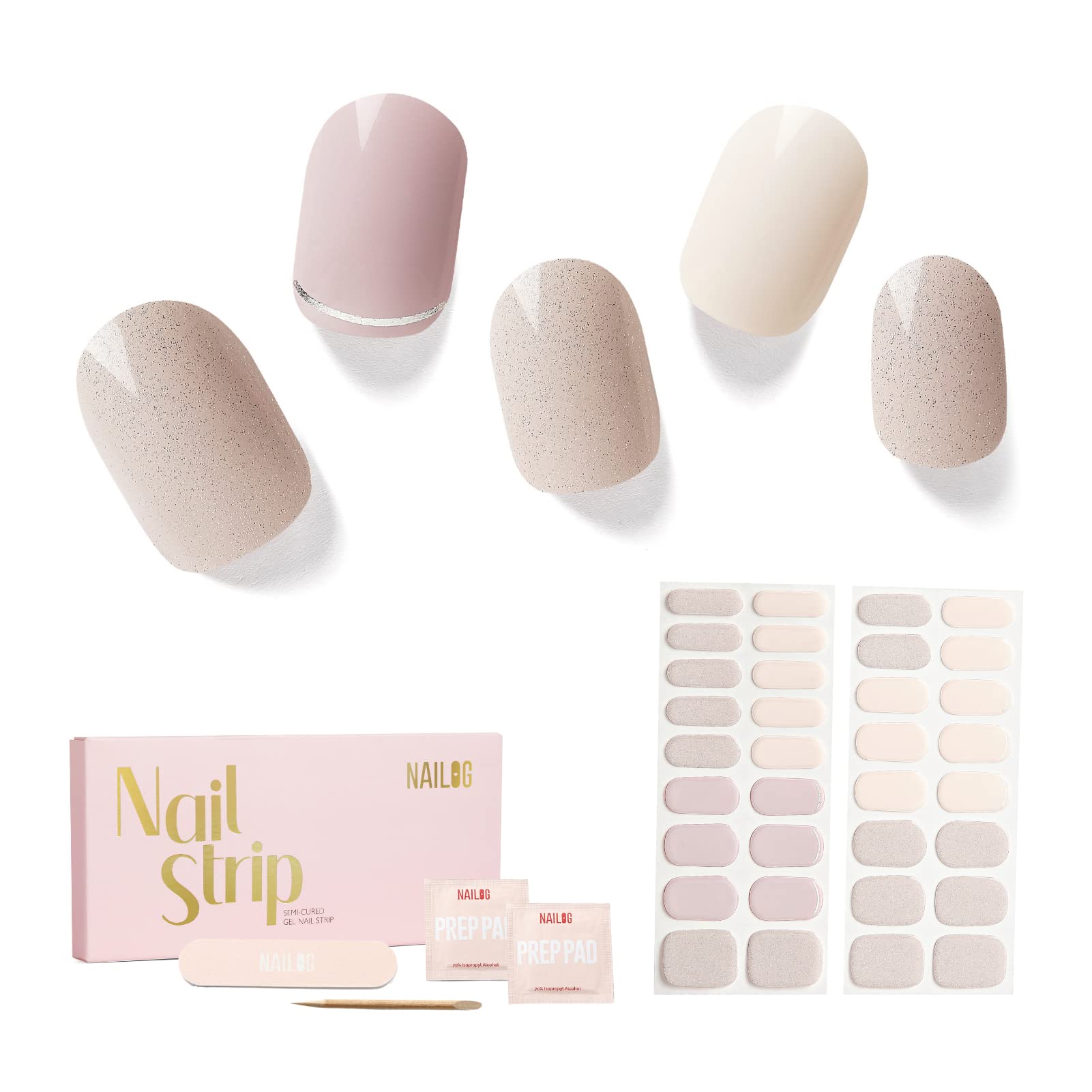 NAILOG Semi Cured Gel Nail Strips, 34 pcs Salon-Quality Gel Nail Stickers, Long Lasting Nail Wraps for Women with Soft Gel Finish, Animal Print, Isabelle — image 1