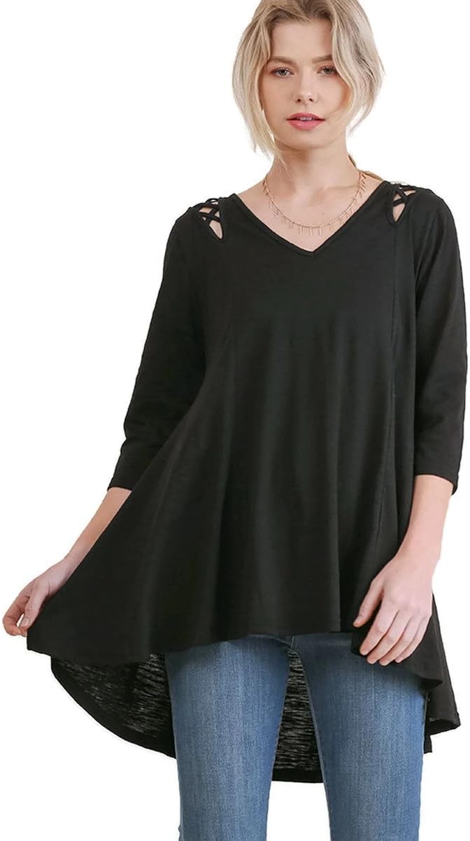 Umgee Women's Open Shoulder Tunic Top