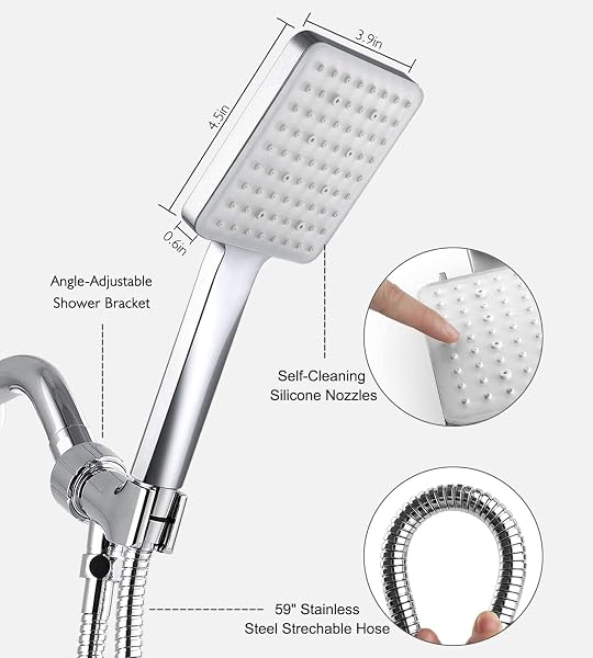 [ 2.5 GPM ] GRICH SHOWER HEAD WITH HANDHELD: 6 SPRAY MODES/SETTINGS HIGH PRESSURE SHOWER HEADS WITH STRETCHABLE 59″ 304 STAINLESS STEEL HOSE AND MULTI ANGLE ADJUSTABLE SHOWER BRACKET