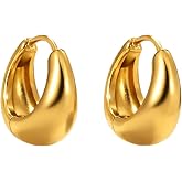 AeonArc Gold Hoop Earrings for Women, 18K Gold Plated Hoops, Lightweight Huggie Earrings for Everyday Wear, Work &amp; Gifts