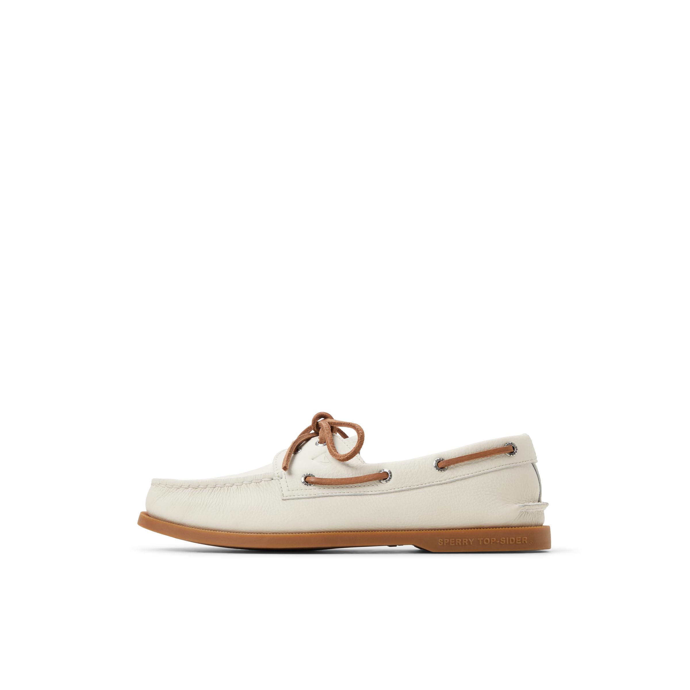 Sperry Men’s Authentic Original 2-Eye Leather Boat Shoe, White, 9.5