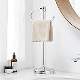 BESy 17 Inch Polished Chrome Stand Towel Bar Hanger Hand Towel Bar Bathroom Vanity Countertop Towel Holder Free Standing Stainless Steel Towel Ring Hardware Accessories Towel Rack