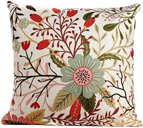 Throw Pillow Cover,Dealgadgets Cotton Linen Square Decorative Throw Pillow Case Cushion Cover Elegant Flowers(18 "X18 ")