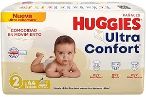 Huggies Ultraconfort Pañal Desechable para Bebé, Etapa 2 Unisex, Paquete con 44 Piezas, Ideal para Bebés de 5 a 7.5 kg