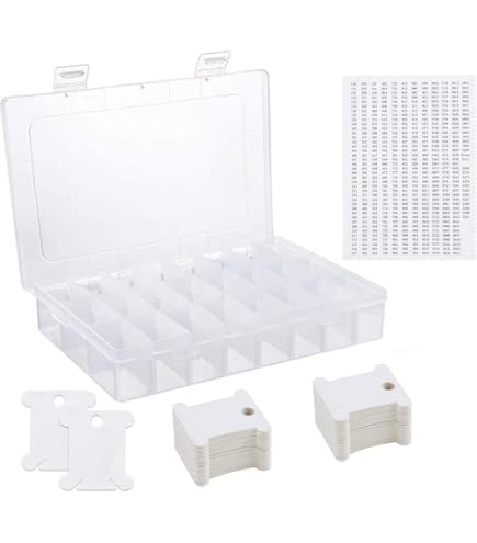 18 Compartments Embroidery Floss Organizer Box With 50 Floss Bobbins Thread Card