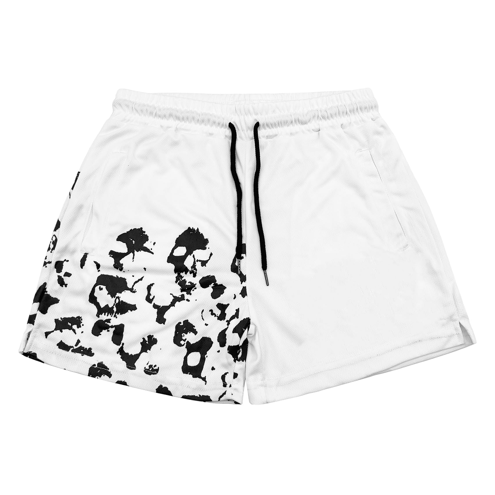 Photo 1 of **MINOR DAMAGED**
DIOTSR Mens Graphic Print Shorts Cool Mesh Basketball Shorts Casual Flat Front Shorts Summer Drawstring (White, Small)