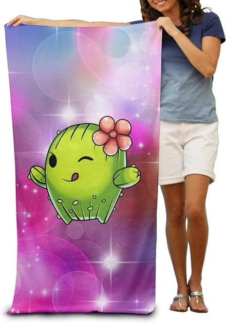 Amazon キュートサボテン絵文字バスタオルソフトマシン洗濯可能お手入れ簡単プールタオルfast Drying旅行多目的使用spa品質軽量タオル バスタオル ホーム キッチン オンライン通販
