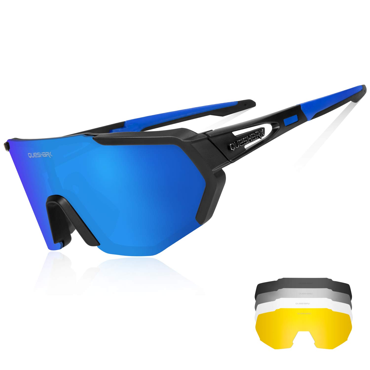 Queshark Cycling Glasses Polarized Sports Sunglasses for Men Women with 5 Interchangeable Lens, Anti-UV400 for Driving Fishing Glof Baseball Running Hiking โ image 1