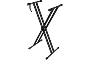 ZOEYZOEY Adjustable Height Keyboard Stand with Quick-Release Lock, Double X Frame Design for 54/61/88 Key Digital Pianos, Foldable Portable Instrument Stand with Secure Straps for Electronic Keyboards