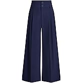 PRETTYGARDEN Womens Spring Wide Leg Palazzo Pants 2026 Trendy Loose Button High Waist Pleated Work Business Casual Trousers