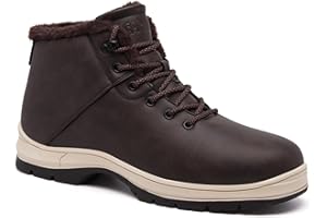 CARENURSE Mens Winter Snow Boots Water Resistant Warm Fur Lined Anti Slip Work Ankle Shoes Casual Lightweight Hiking Outdoor Trekking Boot