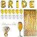Bachelorette Party Decorations Kit (Set of 22) – Bridal Shower Party Supplies & Decor – Bride to Be Sash, White Gold Latex Balloons, Foil Balloon Letters, Ring, Champagne Balloon, Foil Fringe Curtain