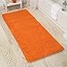 Bedford Home Bath Mat - 58x24-Inch Bathroom Runner with Non-Slip Backing - Absorbent High-Pile Chenille Memory Foam Bathroom Rug (Orange)