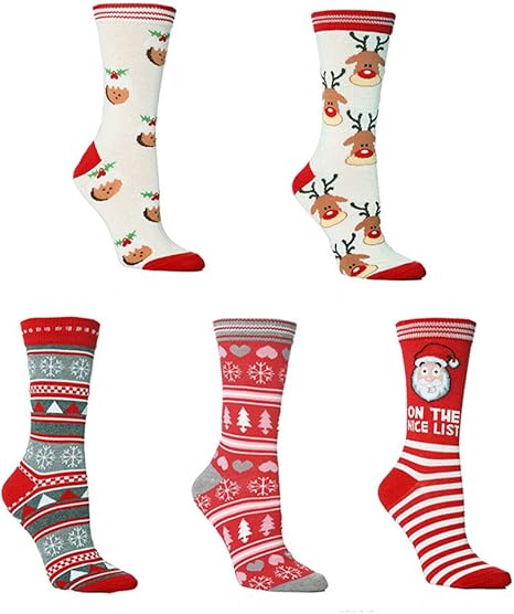 Regali Di Natale A Prezzi Bassi.Yousi Calze Regali Di Natale Calze 3d Calze Di Cotone Morbide Calze Di Babbo Natale Calze Di Natale Calze 5 Paia Carine Amazon It Sport E Tempo Libero
