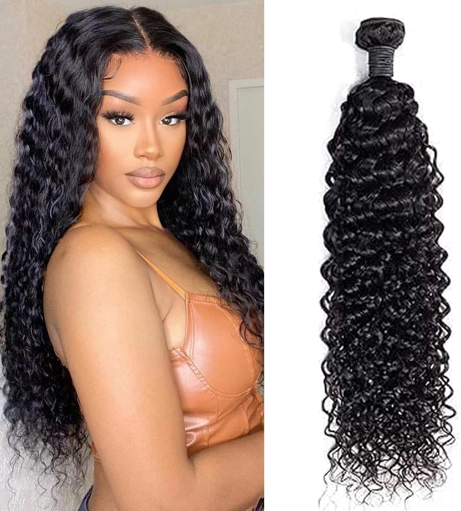 TOOCCI 10A Kinky Curly Hair 1 Bundle Brazilian Virgin Human Hair Bundles 100% Unprocessed Virgin Hair Single Bundles Water Wave Weave(12 inch)
