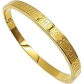 18K Gold-plated Stainless Steel Bangle, Hinged Design