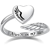 Step Forward 925 Sterling Silver Adjustable Wing Ring for Women, Angel Feather Wing Design Personality Encouragement Motivational Theme Gift Jewelry for Her