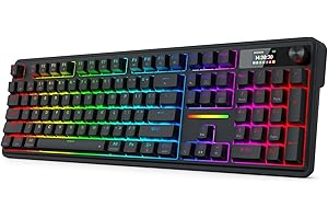 Redragon K762 Wireless Gasket Gaming Keyboard w/Hype Screen & Knob, 104 Keys Mechanical Keyboard, Easy-Control 1.14’’ TFT Inf