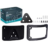 3149 Upgrade Carbon Fiber Curved Laydown License Plate Mount with Frame Compatible with Harley Davidson 3 Hole Mount