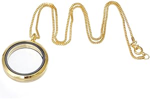 RUBYCA Living Memory Floating Charm Round Glass Locket Pendant Necklace 20 Inches 1pcs Gold Color