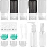Beveetio Travel Bottles TSA Approved 15 Pack,2.2oz Silicone Refillable Size Containers, BPA Free Travel Tubes Toiletries for