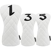 HELLO NRC Golf Club Covers Set for Driver and Fairway Woods, Hybrid Headcover 135X 460cc PU Waterproof Leather with Rotating Number Tags for Most Golf Clubs 3Pcs/ 4Pcs