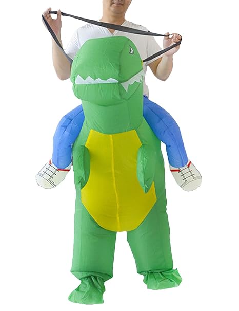 THEE Aufblasbares Kostüm Dinosaurier Kostüm T-Rex Reitkostüm für Halloween Karneval Fastnacht Fasching Kostüm Erwachsenenkost