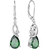 TIMFROZ 925 Sterling Silver Infinity Dangle Drop Earrings Leverback Earrings 5A Cubic Zirconia Birthstone for Women Anniversary Mother's Day Birthday Christmas for Her