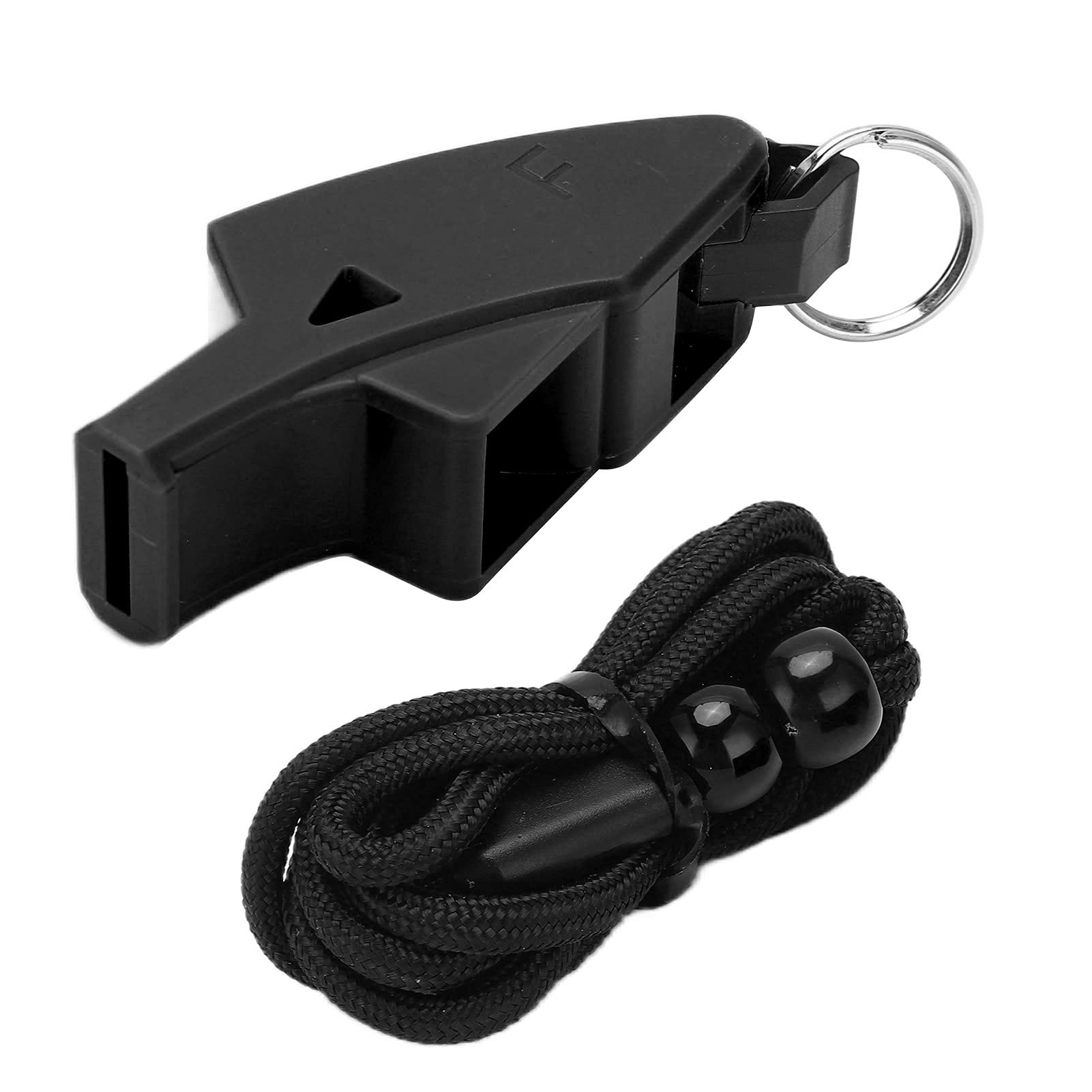 Plastic Professional Game Whistle, Convenient and Practical Football Referee Whistle with Lanyard(Black)