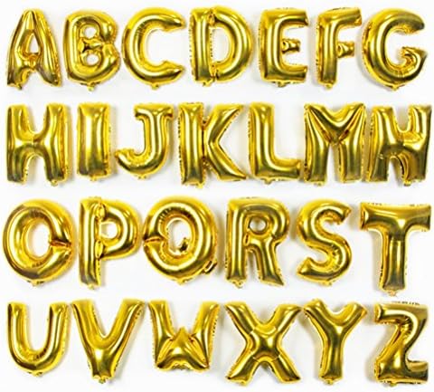 Gold Silver 16" Alphabet Letters Number A-Z Foil Balloon Birthday Wedding Party (Gold)