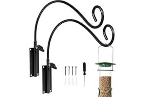 MIXXIDEA Swivel Hanging Plant Bracket, Iron Plant Hanger with Screwdriver, Adjustable Height, Plant Hook Outdoor Multipurpose and Decorative for Bird Feeder Wind Chime Lantern Black 16.7inch