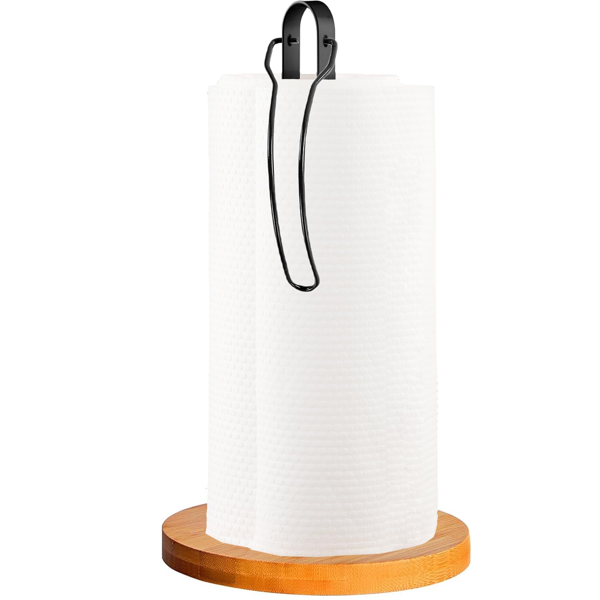 Photo 1 of Wood Paper Towel Holder Countertop, TONLEA Kitchen Paper Towel Holder FreeStanding with Fixer for Kitchen and Bathroom Organization, Kitchen Roll Holder for Standard and Large Rolls