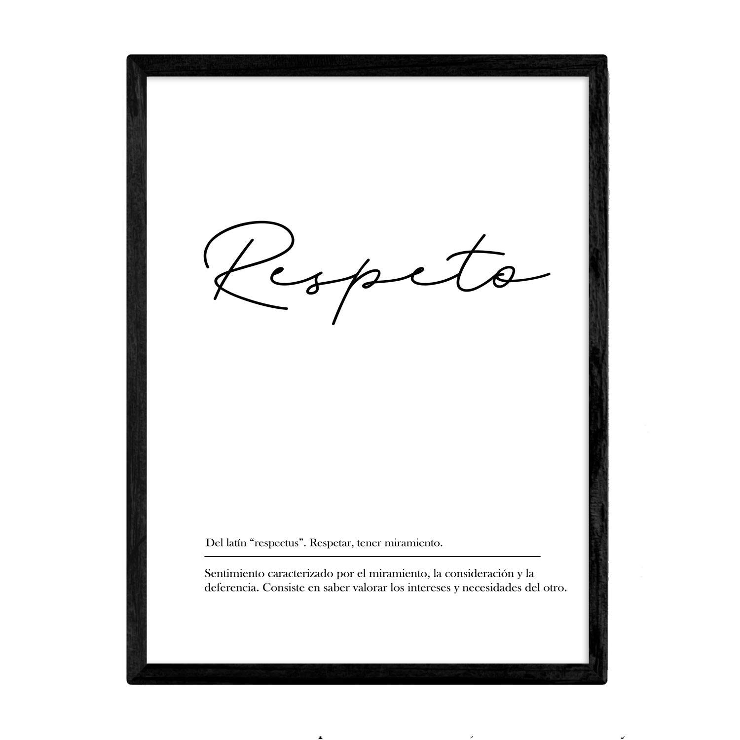 Nacnic Lmina con la definicin de la palabra Respeto en tamao A3 sin marco con Fondo Blanco nrdico