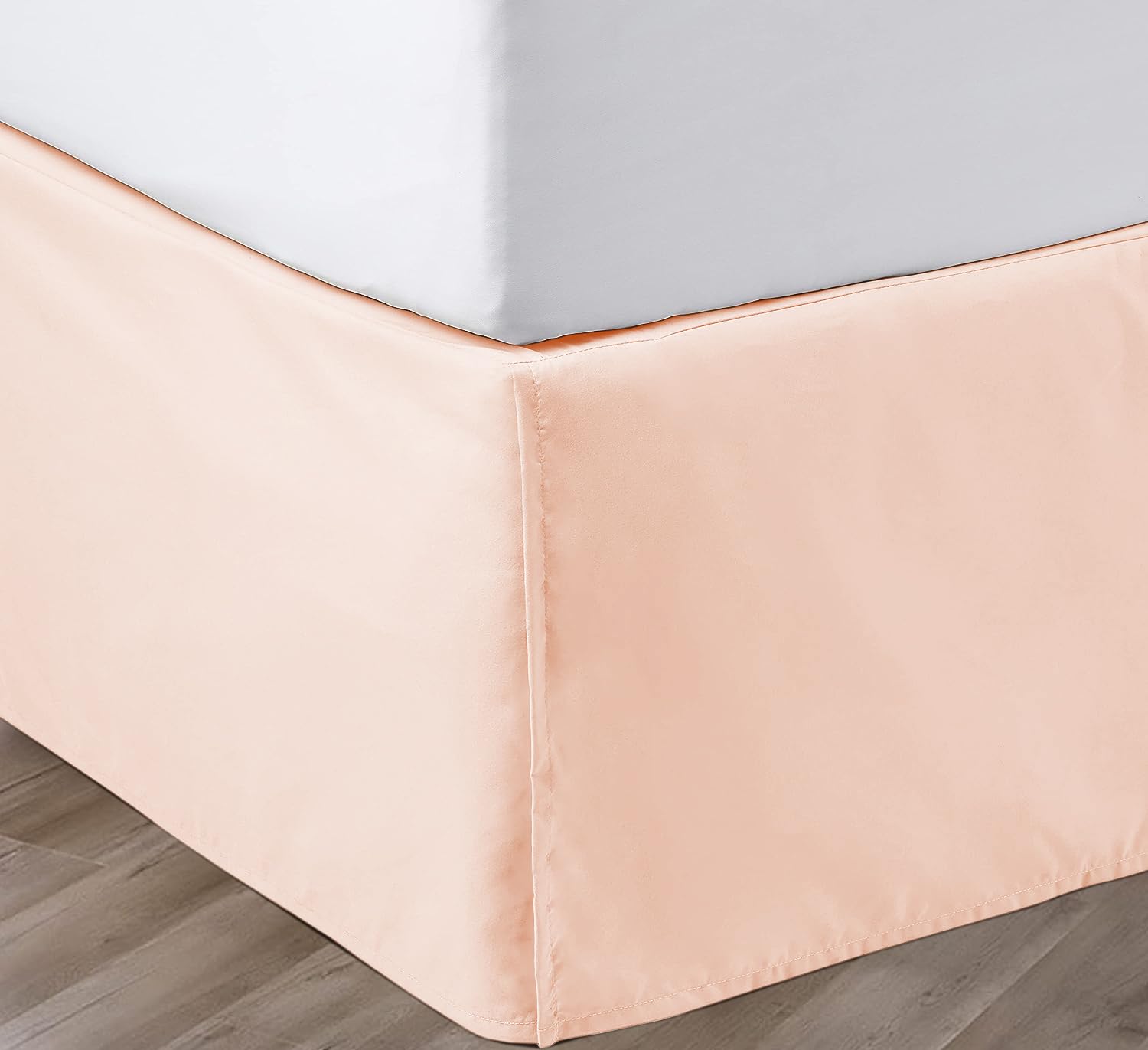 SGI Bedding 18 inch Drop Bed Skirt Twin Size - Platform Style with Secure Fit, Classic Tailored Look, Elegant Pleated Style Dust Ruffle, Split Corners, Wrinkle Resistant Microfiber - 15- Peach
